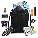 Chnano Drawstring Bag, Foldable Drawstring Backpack Lightweight Sports Gym Bag Unix (Black 2)