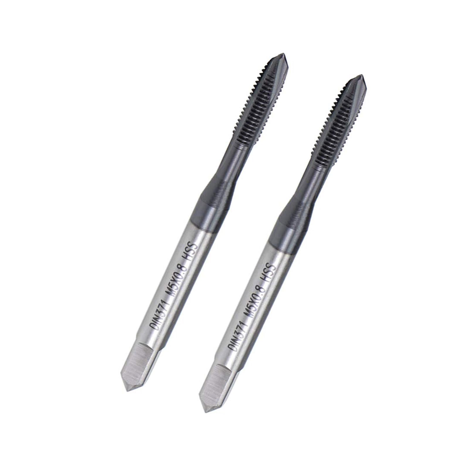 MACHSWON Spiral Point Threading Tap M5 x 0.8mm, for Through-Hole Threads, H2 High Speed Steel, TICN Coated Finish, Round Shank with Square End, Metric Drill Thread Screw Taps Tapping Bit 2pcs