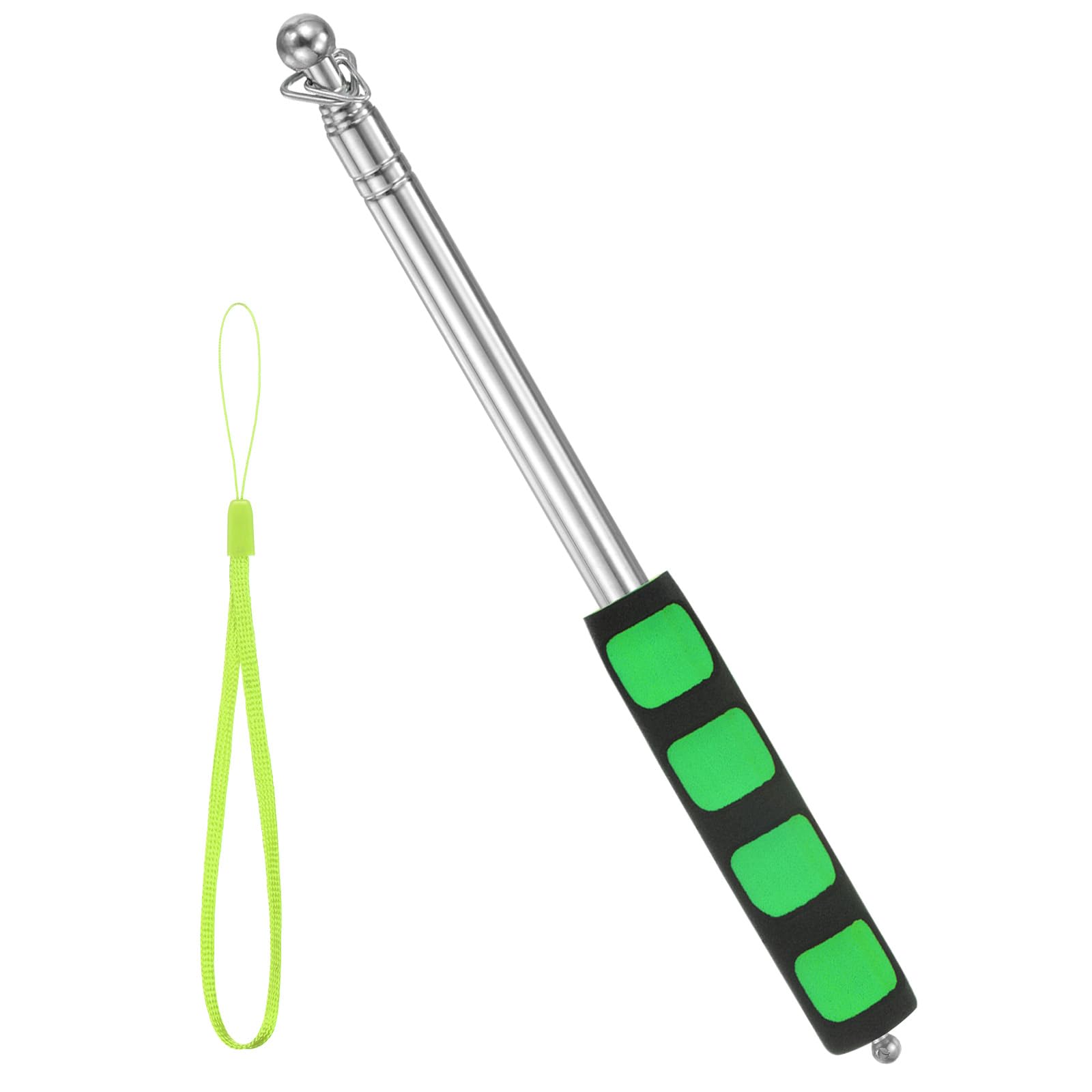 M METERXITY Flag Pole - 3.94 Feet Telescopic Handheld Flagpoles, Tour Guide Portable Flag Pole, Stainless Steel & Handheld, Anti-Slip Grip Apply to Pointer for Teacher/Outdoor/Festival (Green)
