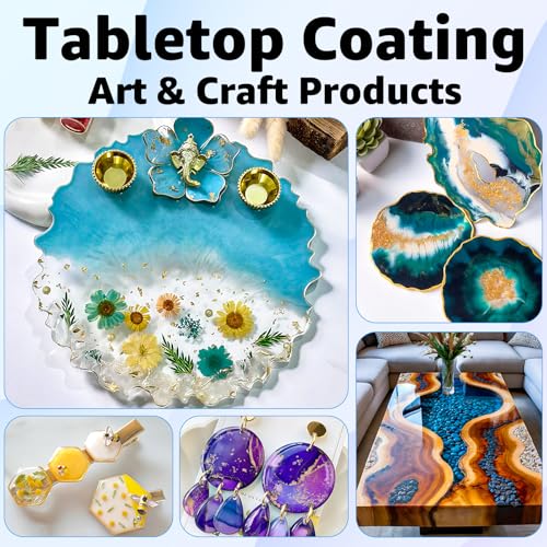 Teexpert Crystal Clear Epoxy Resin Kit 1 Gallon Self-Leveling Coating and Casting Resin, High-Gloss & Bubbles Free Resin and Hardener Kit for DIY Art, Jewelry, Table Top, Molds, Wood 1:1 Ratio