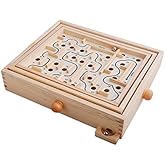 Topwon Wood Labyrinth Table Maze/Balance Board Table Maze Solitaire Game for Kids and Adults - Large - Great Gift