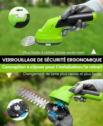 PINOZE Cordless Lawn Shear and Hedge Trimmer - 2 in 1 Portable 7.2V, Small Electric Bush Shearer, 2.0Ah Rechargeable Battery Powered for Garden, Yard, Lawn Care