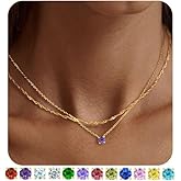 ZOERAY Gold Necklace for Women 18K Gold Plated Emerld Birthstone Necklaces for Women Dainty Diamond Necklace Blue Green Cubic Zirconia Pendant Necklaces Birthday Gifts for Womens Jewelry
