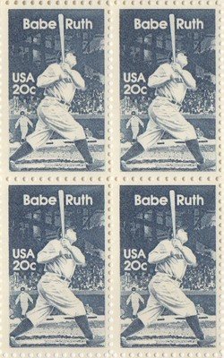 Babe Ruth Set of 4 x 20 Cent US Postage Stamps NEW Scot 2046