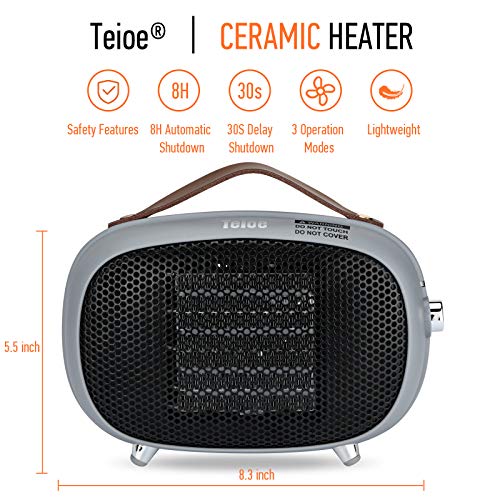 Space Heater, Teioe Mini Electric Space Heater 800W/400W, Small PTC