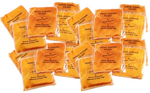 Tiger54 Pack of 20 Sandalwood Sachets – Natural Sandal Powder, Beautiful Fragrance for Freshening Closets & Drawers, Packet Size 3.5 x 3.5 inch