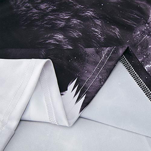 Mens Womens Short Sleeve Tops 3D Digital Print Black & White Galaxy Wolves Graphic Tees Classic Crew Neck Muscle T-Shirts Loose Fit Hip Hop Retro Clothes for Summer Casual Home Daily Wear XXL