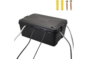 LuSumtly Electrical Box, Large Outdoor Waterproof Box Extension Cord Cover Outlet Covers, IP54 Connection Box Protect Power Strip, Timer Outlet, Plug,Power Strip, Black 12.6 x 8.3 x 5.2 Inch