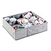 mDesign Soft Fabric 9 Section Dresser Drawer and Closet Storage Organizer for Child/Kids Room, Nursery, Playroom - Divided Large Organizer Bin - Textured Print with Solid Trim - Gray