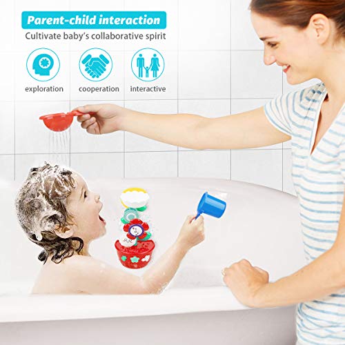 Bath Toys for Toddlers Babies Kids 1 2 3 Year Old Boys Girls Bathtub Toys Bath Wall Toy Fill Flow and Spin Waterfall Station with Strong Suction Cups Bath Toys Non Toxic Bath Toy