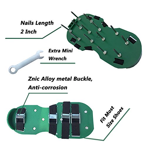 Luxxi Lawn Aerator Shoes w/Metal Buckles Spike Shoes with Straps - Heavy Duty Spiked Sandals for Aerating Your Lawn and Grass for Garden or Yard (With 4 Straps) - Thumbnail 2