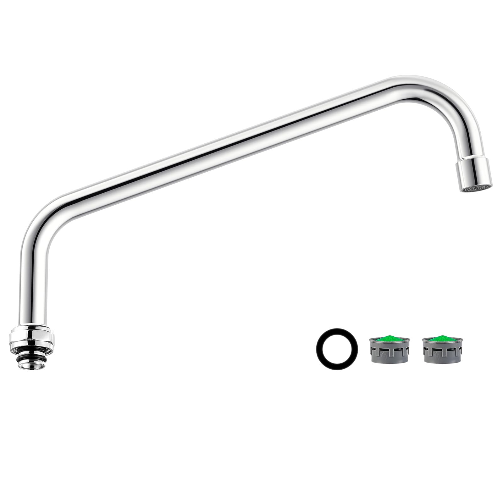 Photo 1 of 14” Swivel Swing Nozzle Spout for Commercial Kitchen Sink Faucet,Stainless Steel Add-on Spout Fits for 2 or 3 Bay Compartment Sinks, with Two 2.2gpm Aerator