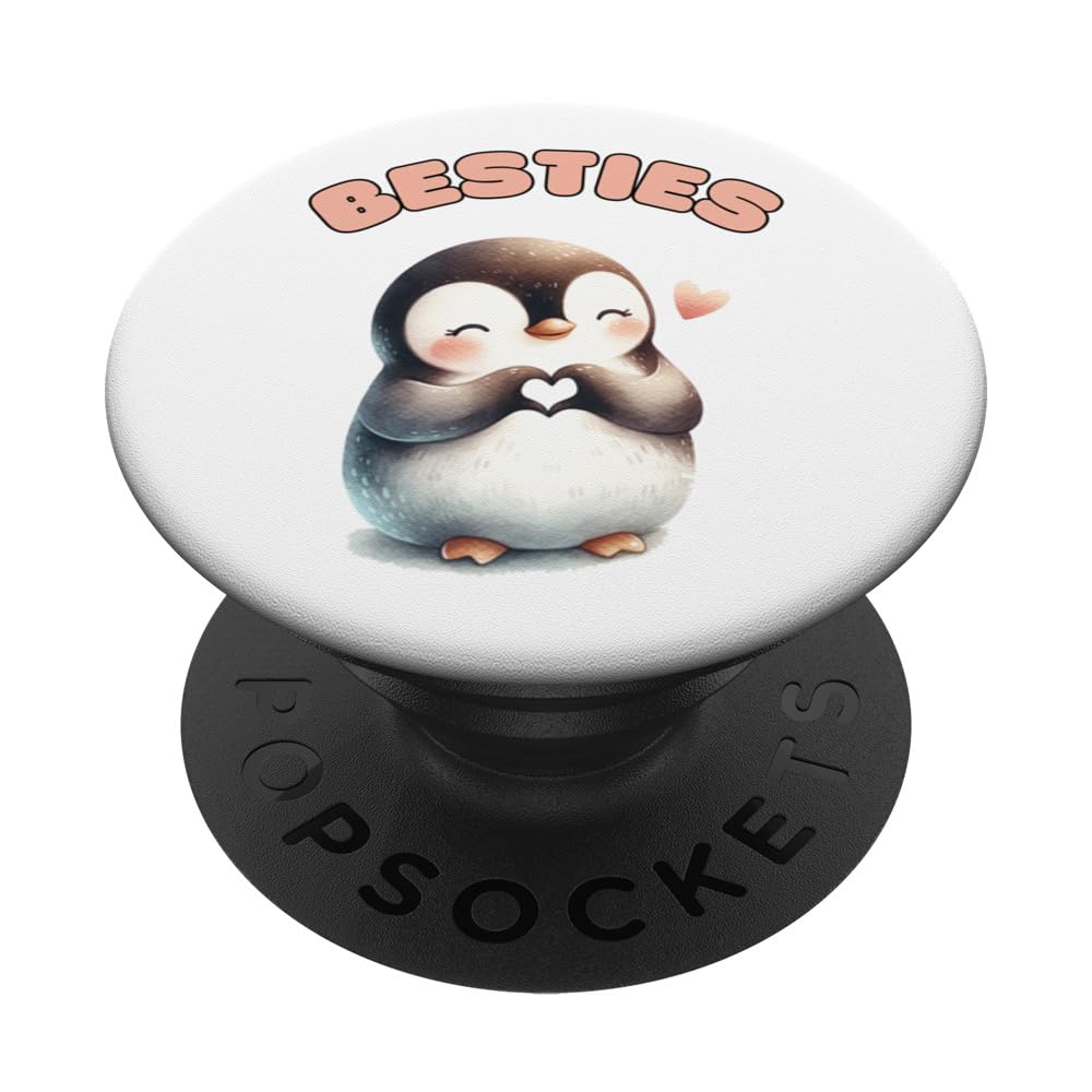 Besties Hand Love Heart Kids Matching Penguin PopSockets Swappable PopGrip