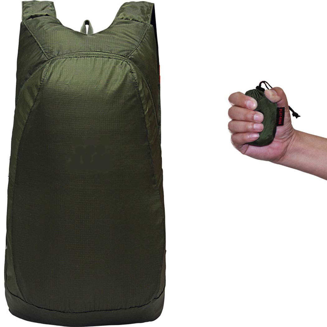 Abcsea 1 piece army green packable outdoor backpack 20L, ultra lightweight foldable backpack, foldable water resistant daypack, small rucksack for Camping, Outdoor, Cycling, School ect