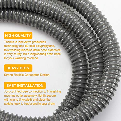 12 ft Universal Washing Machine Drain Hose, Heavy Duty Washer Hose