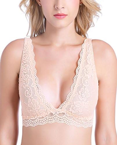 InsBuy Women's Unlined Wirefree V Neck Lace Bra Size XL Anthracite Black and Beige Set