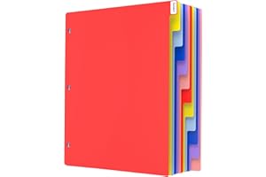 HABGP 12 Tab Dividers for 3 Ring Binder, 12 Pcs Multicolor 3 Ring Binder Dividers with Tabs, Page Folder Dividers, Plastic Tabbed File Dividers with Tabs, Three Ring Binder Index Dividers, 1 Set