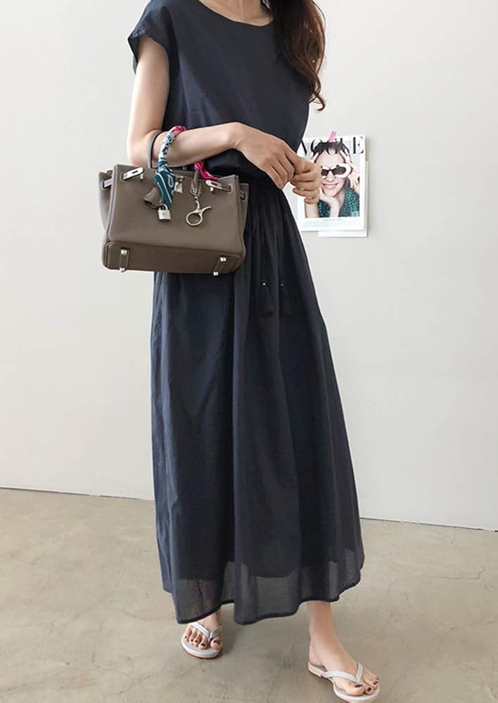 Amazon ロング ワンピース レディース ナチュラル ワンピース マキシワンピース セットアップ 森ガール ロング丈 綿 麻 ゆったり 無地 夏 大人 通勤 大きいサイズ ワンピース チュニック 通販