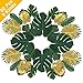 Outgeek Artificial Tropical Palm Leaves Monstera Leaves Hawaiian Luau Party Decorations with Stems for Safari Decorations Tropical Party Supplies Jungle Beach Theme Supplies (60 Pcs 9 Kinds)
