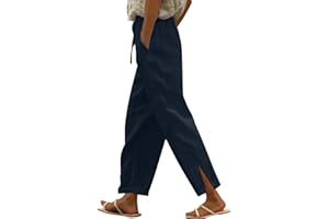 TXGMNA Cotton Linen Pants for Women Casual Loose Flowy Palazzo Pants Drawstring Waist Trousers Summer Beach Vacation Outfits