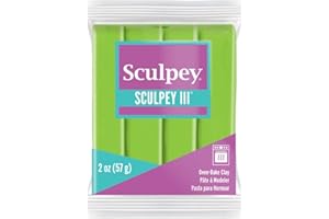 Sculpey III Polymer Oven-Bake Clay, Granny Smith Green, Non Toxic, 2 oz. bar, Great for modeling, sculpting, holiday, DIY, mixed media and school projects.Great for kids & beginners!
