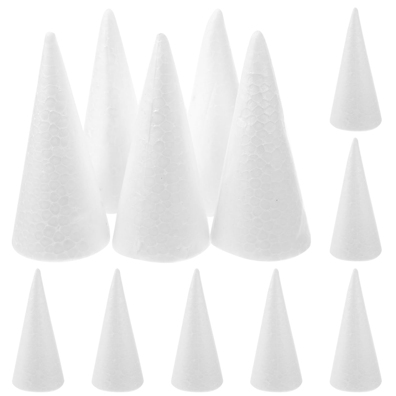 Holibanna Foam Cones 30cm White Cone Crafts Foam Cone Christmas Tree Polystyrene Foam for Christmas Table Centerpiece Wedding Decoration (12pcs, 10CM)