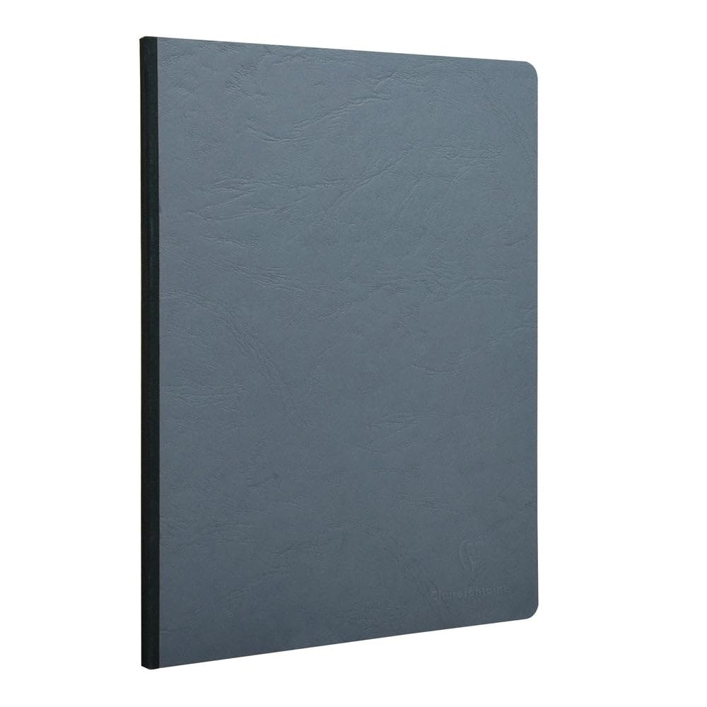 Clairefontaine 791465C Collection Age Bag - Grey Canvas Back Stitched Notebook - A4 21x29,7 cm - 192 Lined Pages - 90 g White Paper - Leather Card Cover