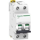 Schneider Electric A9F74220 IC60N Circuit Breaker, Acti9, 2P, 20A, Curvature C, 50/60 Hz, White