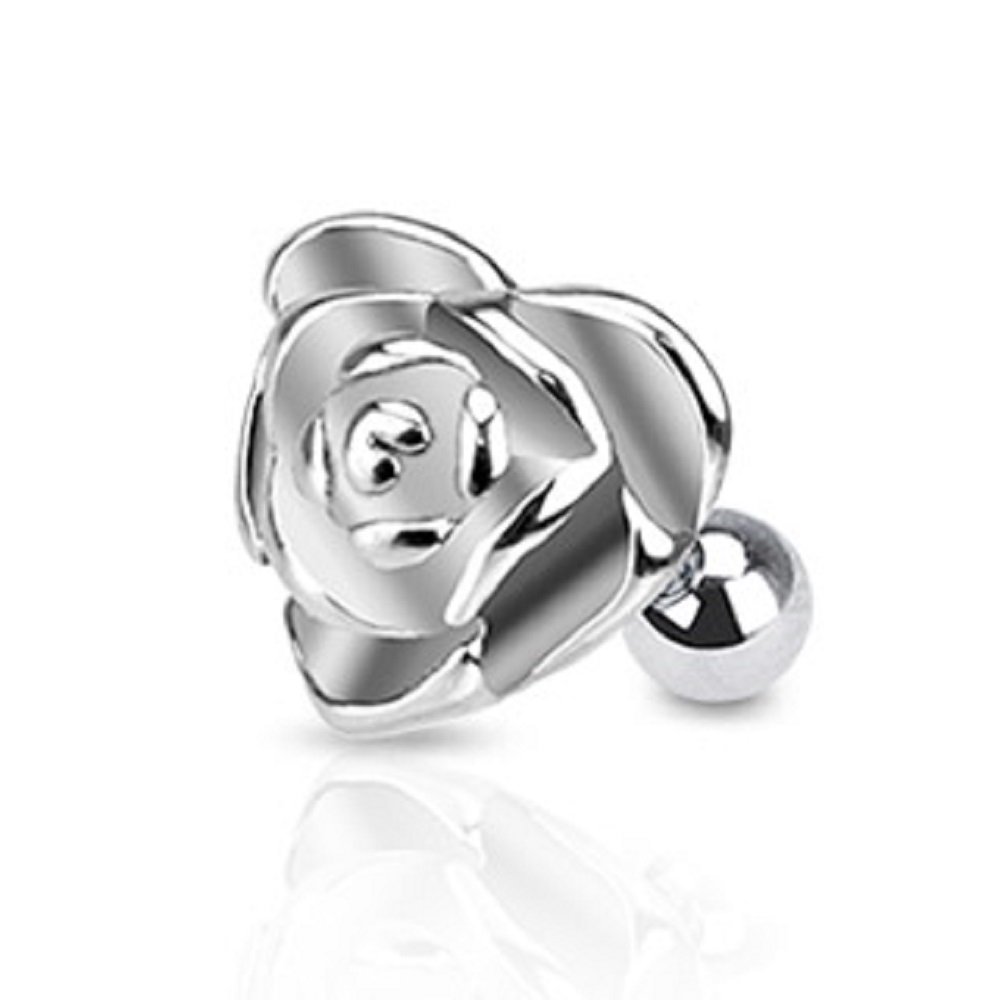 PiercedOff Cartilage Barbell with a Heart Rose