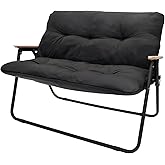 Loveseat Camping Chair for Adults Heavy with Seat Cushion Duty Double Seat Camp Chair for 2 Person Suit for Indoor Outdoor Hiking Patio Beach (Black)