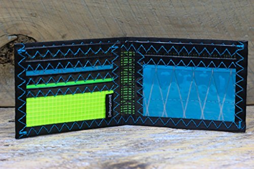 Mens Bifold ID Wallet Neon Yellow Sailcloth (Made in USA by RAGGEDedge Gear)