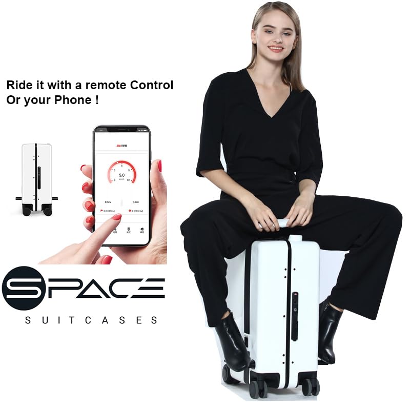 Space Suitcases Smart Auto Follow Rideable Suitcase 33L, Lightweight Electric Luggage Scooter For Travel With Digital Lock, Waterproof And Lightweight