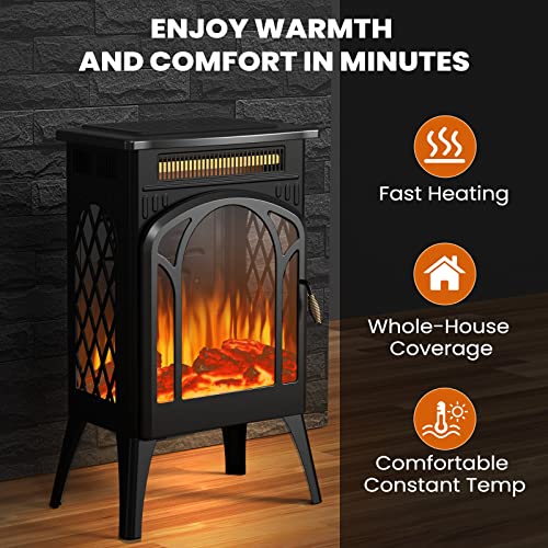 Rintuf Electric Fireplace, Freestanding Infrared Fireplace Stove W