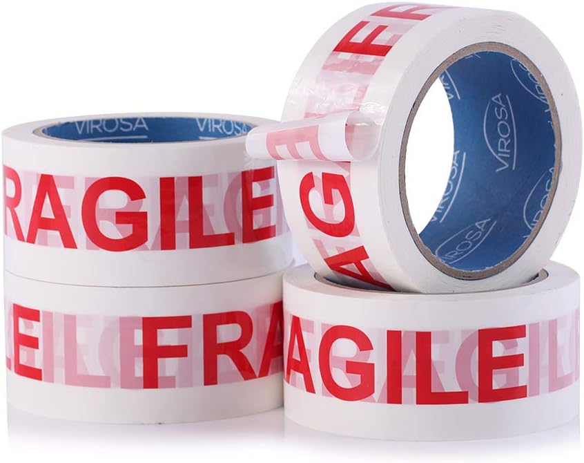 VIROSA Strong Heavy Duty Roll Pack Fragile Packaging Tape, Secure Sticky Sealing Tape for Moving Boxes Parcel Boxes