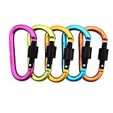 5PCS Assorted Colors Aluminum Carabiner Clip D Shape Spring Buckle Keychain for Home,Camping,Hiking and Traveling