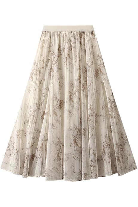 Amazon.com: Dot Mesh Skirt Design Elastic Waist Solid Color Skirt 