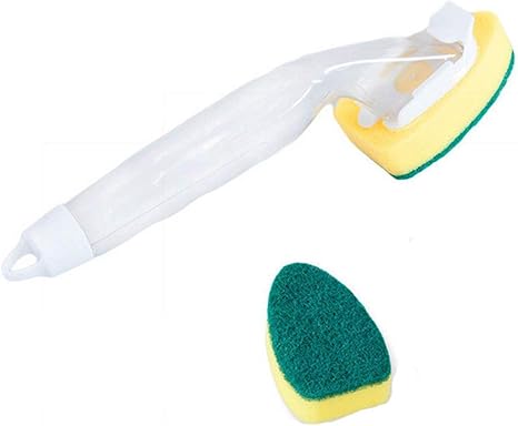 Amazon Fvvmeed 食器洗いブラシ スポンジブラシ キッチンブラシ ボトルブラシ ブラシポット 吊り可能 洗剤入れ 鍋洗い シンク 台所 壁掃除 収納易い 1個キッチンブラシ １個取替スポンジセット キッチンブラシ オンライン通販