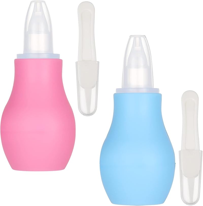 AKlamater 2 Pcs Baby Nasal Aspirator Pink Blue Baby Nose Cleaner