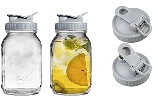 VIGOR PATH 2 Pack Regular Mouth Flip Cap Mason Jar Lids for Mason Jars - Airtight Sealing, Leak-Proof Design, and Convenient Pouring Spout (Jars Sold Separately) (Gray)