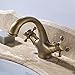 Rozin Antique Brass Double Knobs Basin Faucet Single Hole Deck Mounted Bathroom Sink Mixer Tap