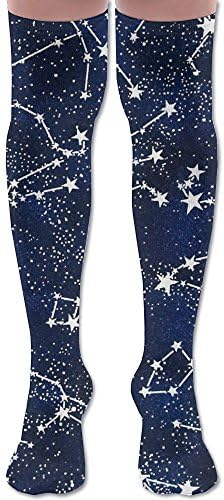 Glow In The Dark Constellations Midnight Fabric By The Yard Youth Soccer Socks Fasoar Teens Knee High Football Socks Long Striped Rugby Tube Socks