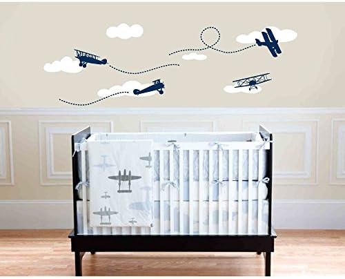 Owl Hills Biplanes Wall Stickers, Navy Blue