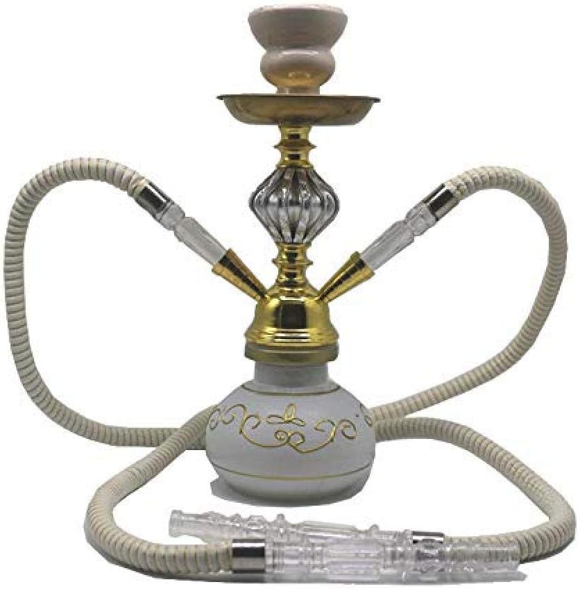 ZQHookah Narghilè Shisha Bar Arabo Cultura Pipa ad Acqua Pipa Doppia Narghilè OroBianca