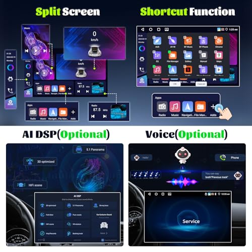 For Fiat Bravo 2008-2013, Android 15, 4G+64G CAMECHO Car Radio for Fiat Bravo Wireless Carplay Android Car, 9 Inch 2DIN Car Screen with GPS Navi WIFI EQ Bluetooth FM/RDS SWC Rear Camera+MIC