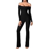 DAAWENXI Women's Sexy Off Shoulder Long Sleeve Jumpsuit Dressy Bodycon One Piece Outfits Rompers
