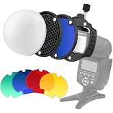 TOAZOE Flash Diffuser with Honeycomb Grid Diffuser Ball Color Filter for Godox YONGNUO Canon Square Flash Speedlight
