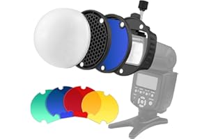 TOAZOE Flash Diffuser with Honeycomb Grid Diffuser Ball Color Filter for Godox YONGNUO Canon Square Flash Speedlight