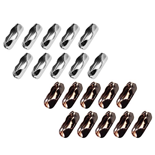 Homgaty 2 Pack 3.2 mm Diameter Adjustable Bead Pull Chain Extension, 10 Feet Ball Chain Necklace for Ceiling Fan and Light with 20 Connectors - Thumbnail 3