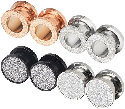 PHD LTD Stainless Steel Silvery Bedding Face Scrub Double Flared Ear Tunnels Plugs Stretcher Expander Kit Gauge 1/2