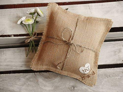 Amazon Com Natural Burlap Ring Bearer Pillow With Jute Twine And